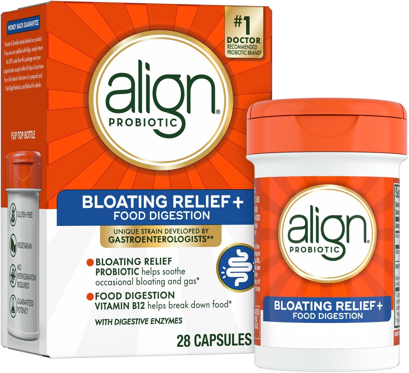 Align Bloating Relief + Food Digestion Probiotics Supplement Capsules